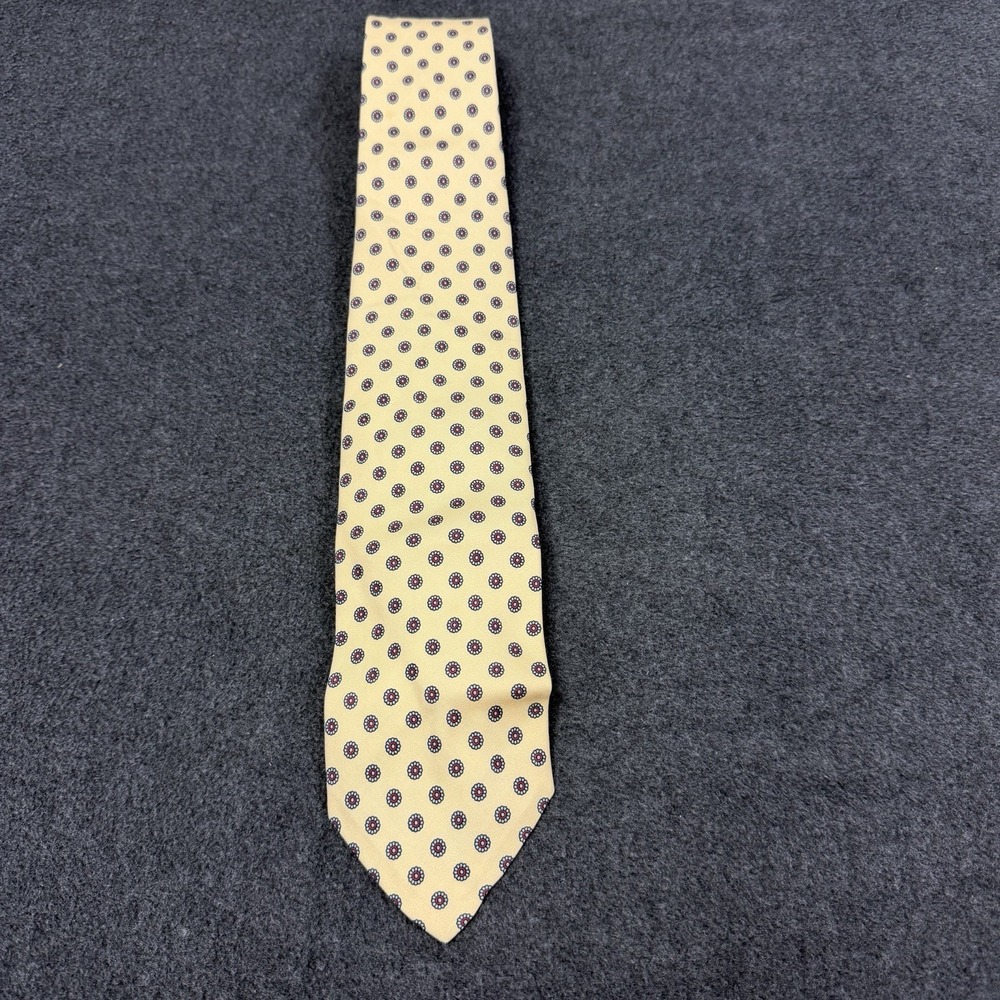 Vtg Robert Talbott for Jack Henry Club Shop Silk Tie Yellow Medallion Foulard